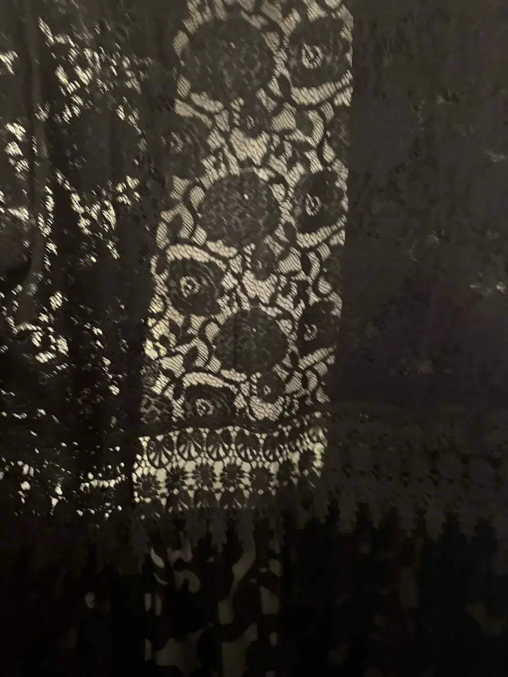 Vocal Black Lace and Flocked Velvet Rose Duster Cardigan Jacket - Picture 7 of 9